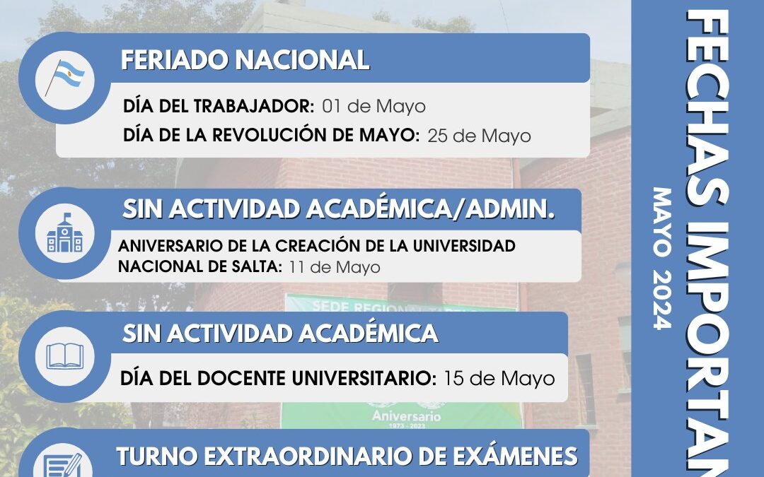 Fechas Importantes – Mayo