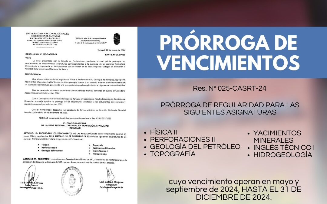 PRÓRROGA DE REGULARIDADES – TUP/IP