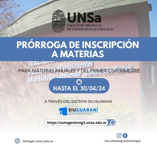 Prórroga de inscripción a materias