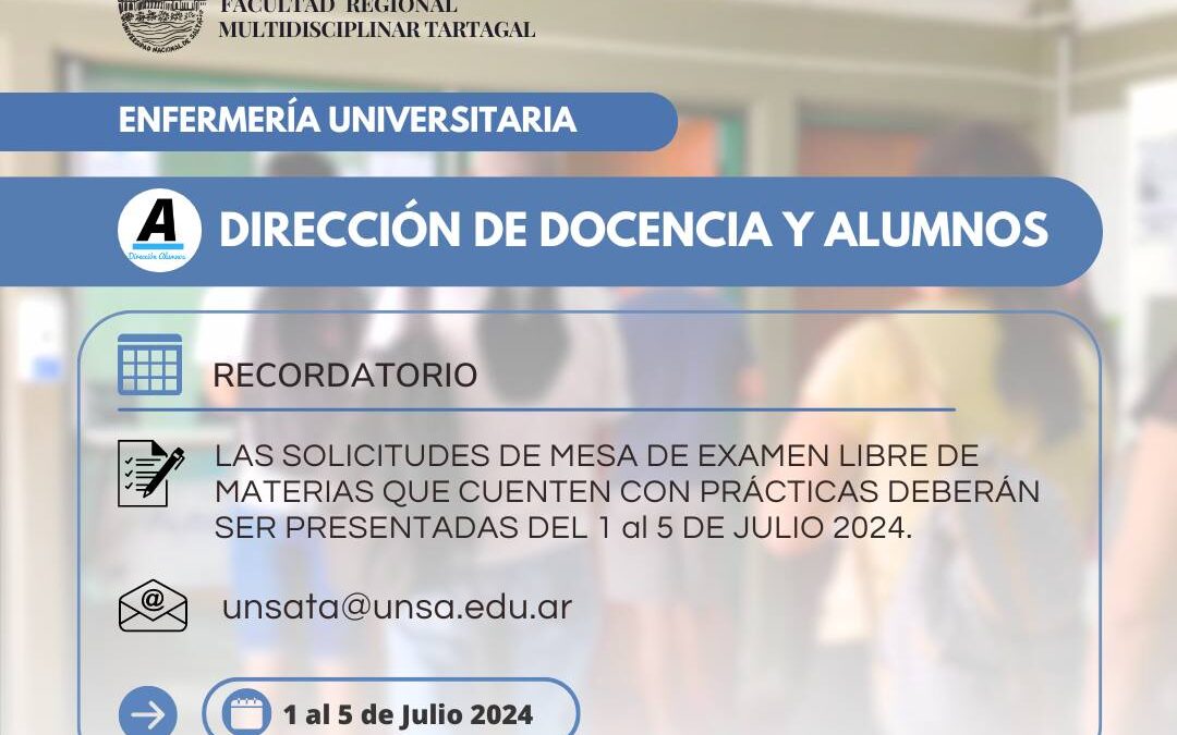 Recordatorio para estudiantes de Enfermería