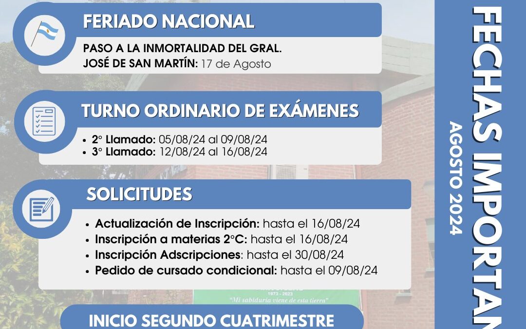 Fechas Importantes Agosto